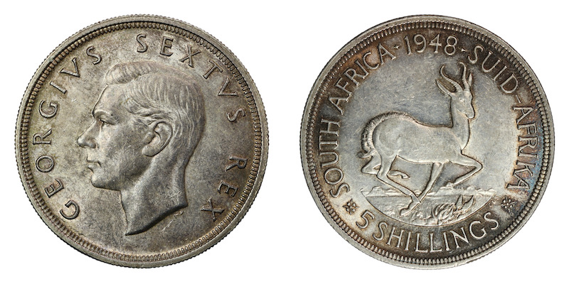South africa five shillings 1948