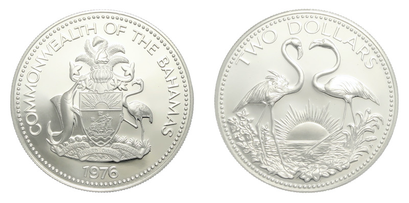 Bahamas flamingo coin 1976