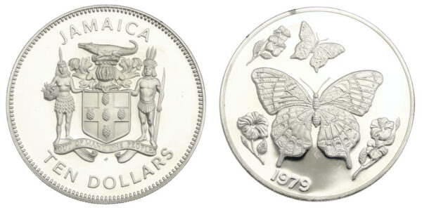 Impressive Jamaica butterfies coin 1979