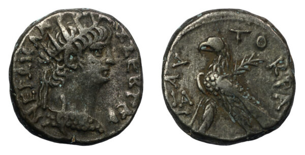 Nero tetradrachm struck in alexandria in 64 to 65 ad