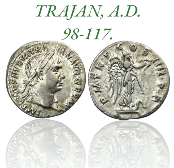 Trajan excellent portrait silver denarius rome