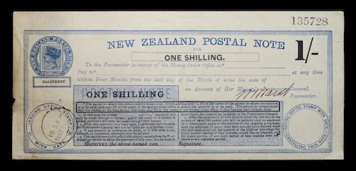 Rare new zealand early postal order