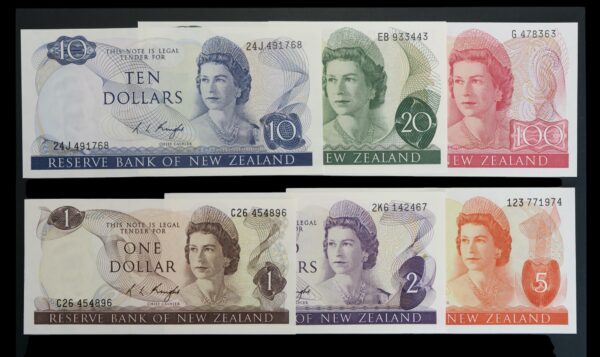 New zealand banknote set knight signatures