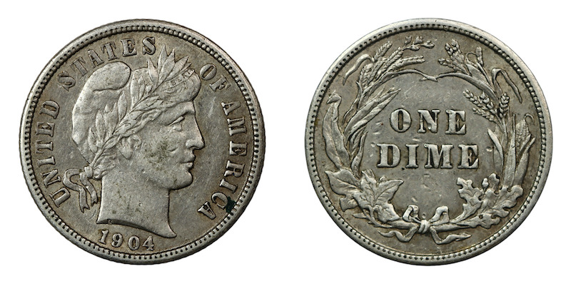 Barber dime 1904 vf20