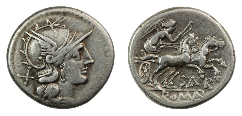 Roman republic denarius atilius saranus