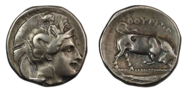 Ancient greek city of thurii silver nomos coin