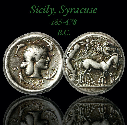 Ancient Greek artistic coins syracuse sicily