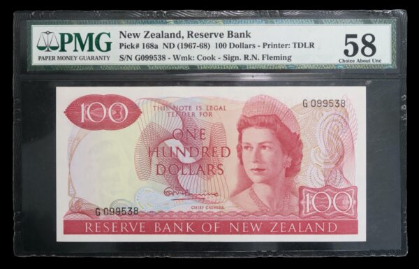 New zealand 100 dollars1967 to 1968 g prefix
