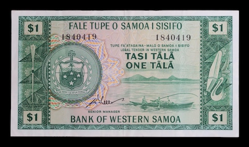 Western samoa one tala 1967