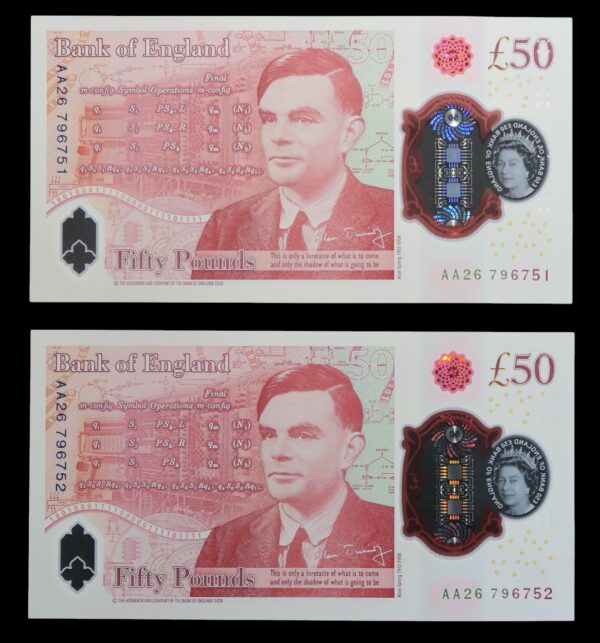 Bank of england 50 pounds pair prefix aa