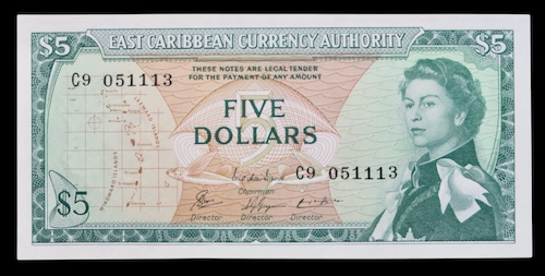 Five dollars 1965 east Caribbean