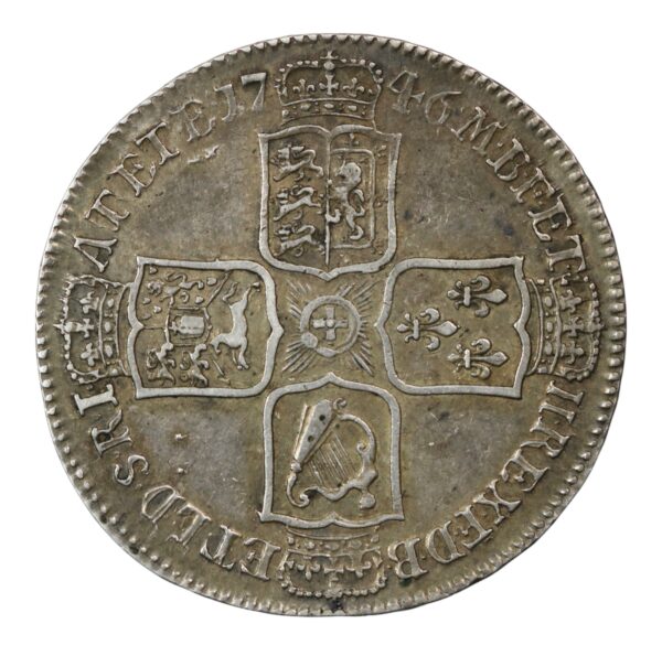 British halfcrown 1746 plain angles lima