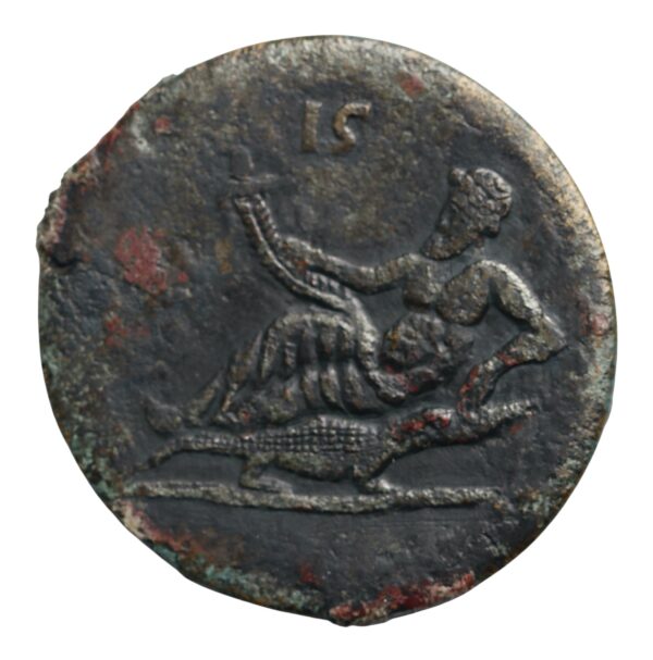 Roman drachm coin nilus and crocodile