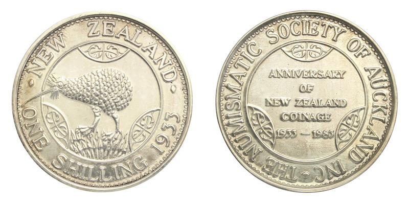 One shilling 1933 nz silver