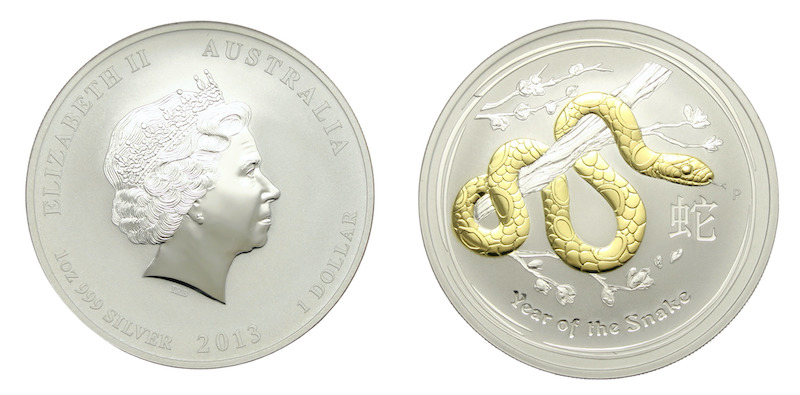 Australia year of the snake one dollar 2013