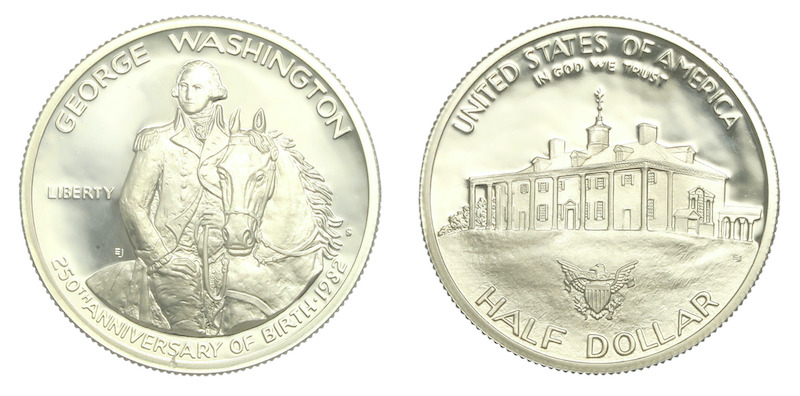 George washington proof silver half dollar 1982