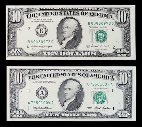 Alexander Hamilton paper banknotes