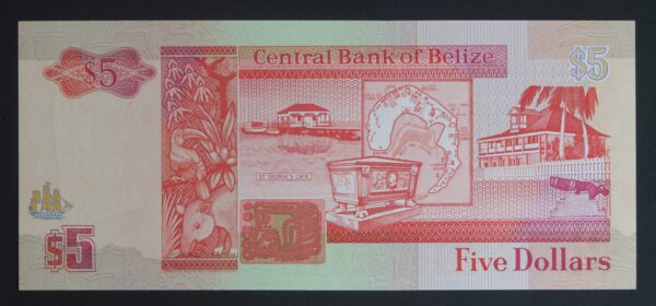 Belize banknotes five dollars first june 1991