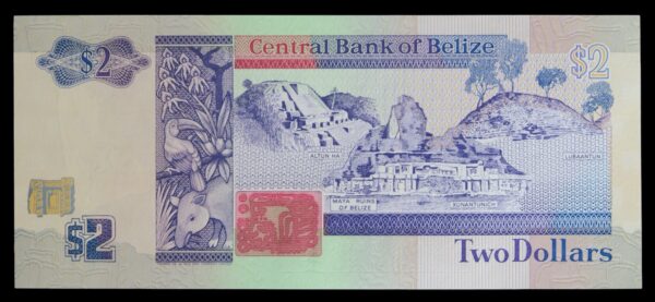 Belize two dollars banknote 1990
