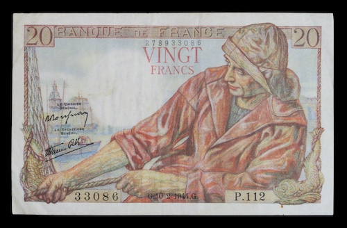 French banknotes from World War Two