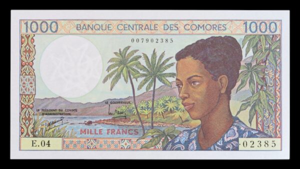 Comoros 1000 francs 1986