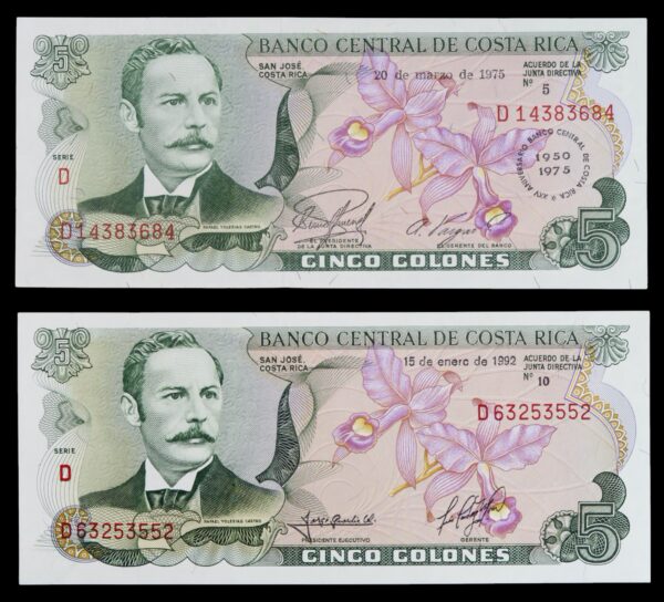 Costa rica uncirculated banknotes