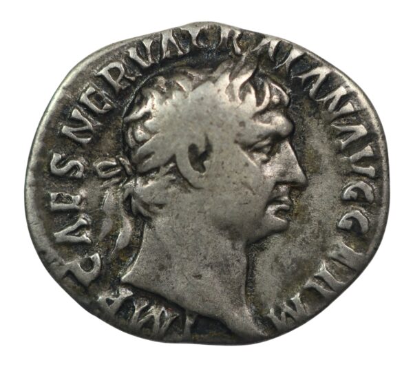 Trajan as caesar silver denarius