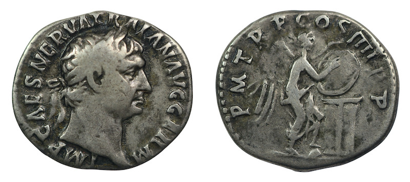 Roman denarius trajan ad 101 to 102