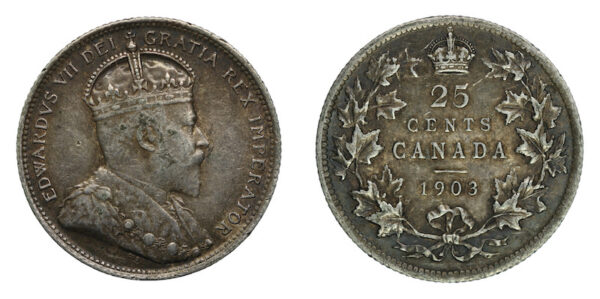 Canadian 25 cent coin 1903 Edward the seventh