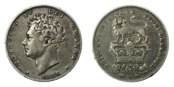 1826 silver sixpence vf