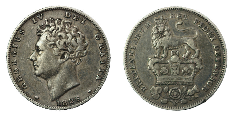 1826 silver sixpence vf