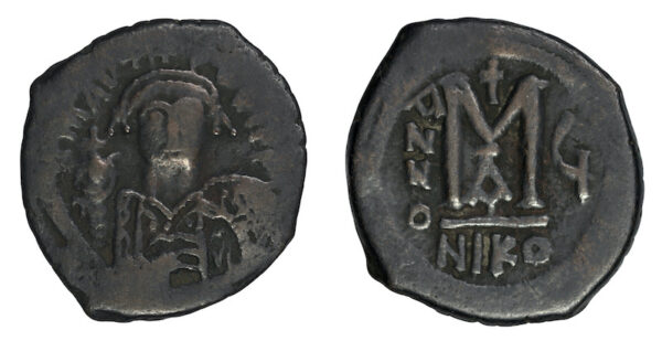 Maurice tiberius follis byzantine