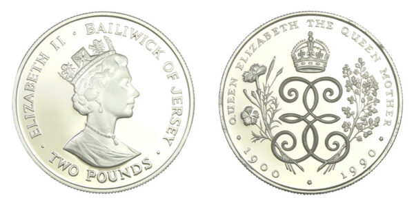 Jersey, two dollars 1990 silver proof