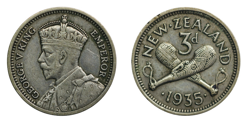 New zealand 1935 threepence fine grade