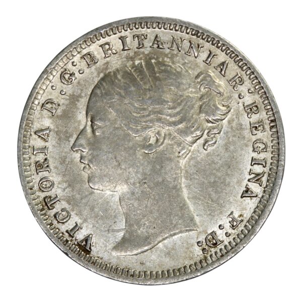 Queen victoria young head threepence 1884