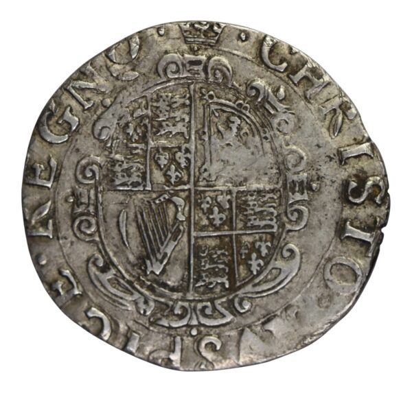 Engliah shilling 1635 reverse round garnished shield
