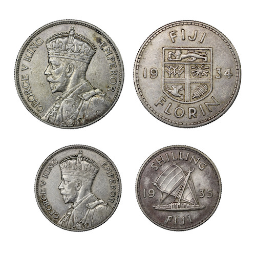King george fifth fijian siver coins