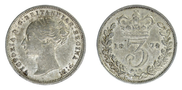 Silver threepence 1874