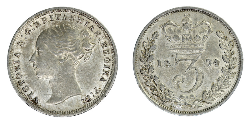 Silver threepence 1874