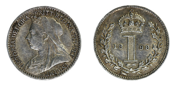 Victoria widow head maundy penny 1898