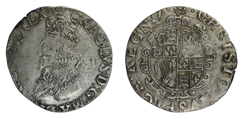 Seventeenth century hammered shillings of charles the first