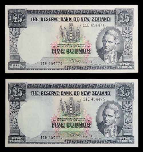 New zealand five pounds pair