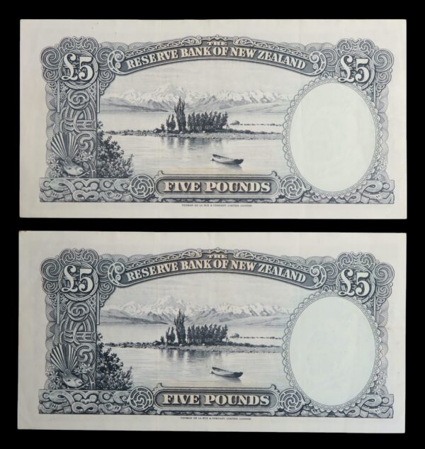 Captain cook new zealand banknotes five pounds 1957 to 1967