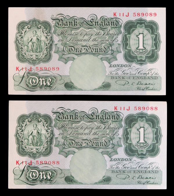 Bank of england pound notes pair 1928