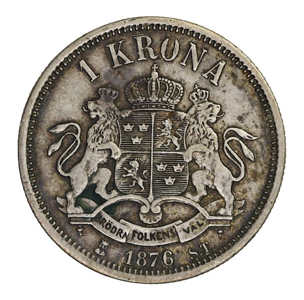 Swedish silver coinage krona 1876