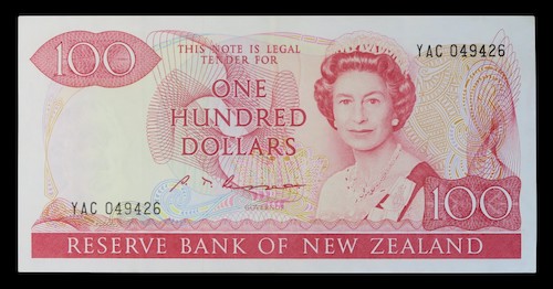 Queen Elizabeth decimal high denomination banknotes from nz