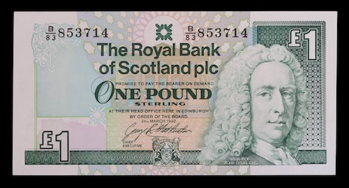 Lord play banknotes from the royal bank of scotland