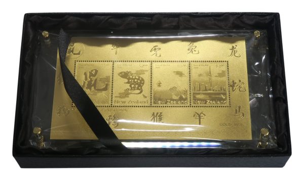 Presentation gold year of the rat miniature stamp sheet