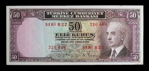 Turkey banknote salvaged from ship wreck World War Two