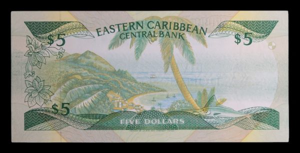 East caribbean 5 dollars 1986